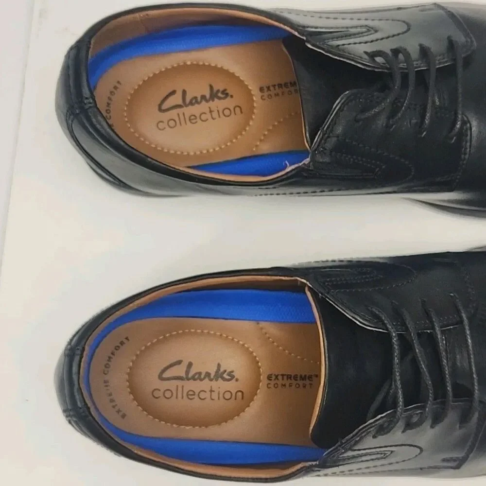 Clarks Collection Dress Shoe Extreme Comfort Oxford Black Leather Men Size 12